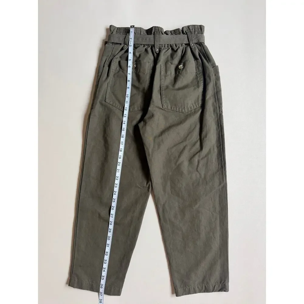 Banana Republic Women's Dark Olive Cotton-linen Blend Paperbag Pants Size 4P